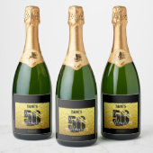 Goud en Zwart 50e Verjaardag Mousserende Wijn Labe Sparkling Wijnetiket (Flessen)