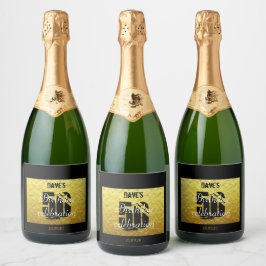 Goud en Zwart 50e Verjaardag Mousserende Wijn Labe Sparkling Wijnetiket