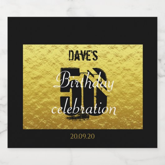 Goud en Zwart 50e Verjaardag Mousserende Wijn Labe Sparkling Wijnetiket (Enkel label)