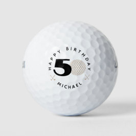 Goud en zwart 50ste verjaardag golfballen