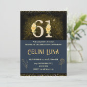 Goud en zwart 61e-69e verjaardag uitnodigingen (Staand voorkant)