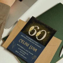 Goud en zwart 61e-69e verjaardag uitnodigingen