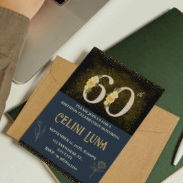 Goud en zwart 61e-69e verjaardag uitnodigingen