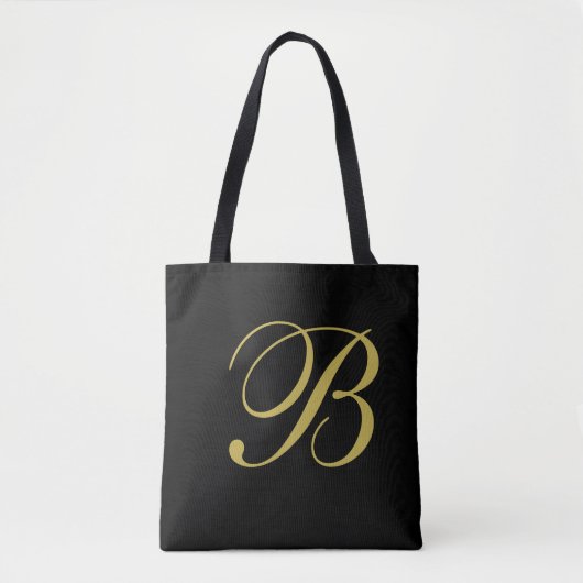Goud en zwart, aangepast monogram tote bag (Voorkant)