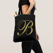 Goud en zwart, aangepast monogram tote bag (Dichtbij)