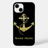 Goud en zwart, aangepaste nautische telefoontas Case-Mate iPhone case (Achterkant)