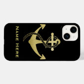 Goud en zwart, aangepaste nautische telefoontas Case-Mate iPhone case (Achterkant (horizontaal))