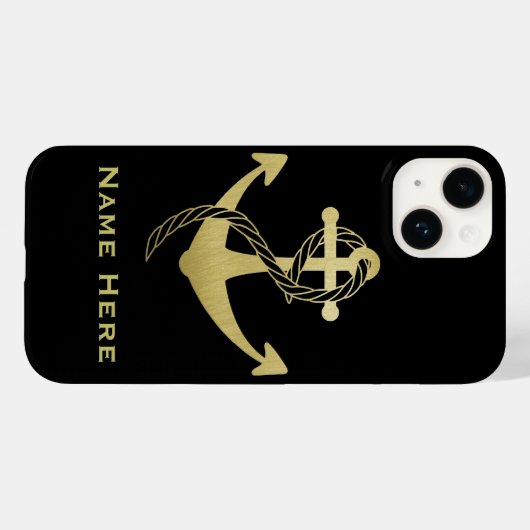 Goud en zwart, aangepaste nautische telefoontas Case-Mate iPhone case (Achterkant (horizontaal))