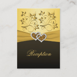 Goud en zwart aangesloten Hearts Receptie Kaart