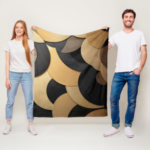 Goud en zwart Abstract geometrisch patroon Fleece Deken