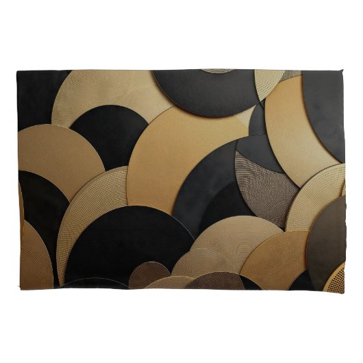Goud en zwart Abstract geometrisch patroon Kussensloop (Voorkant)
