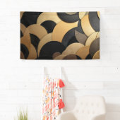 Goud en zwart Abstract geometrisch patroon Spandoek (Insitu)