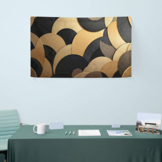 Goud en zwart Abstract geometrisch patroon Spandoek