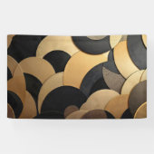 Goud en zwart Abstract geometrisch patroon Spandoek (Horizontaal)