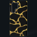 Goud en zwart abstract girafpatroon samsung galaxy hoesje<br><div class="desc">Goudtoonaangevende abstracte giraf naadloos over zwarte achtergrond.</div>