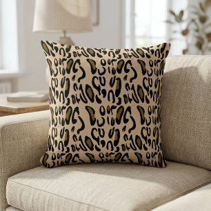 Goud en Zwart Abstract Luipaard Dierprint Kussen