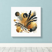 Goud en zwart Abstract Natuur kunst Canvas Afdruk (Insitu (Houten vloer))