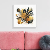 Goud en zwart Abstract Natuur kunst Canvas Afdruk (Insitu (Woonkamer))