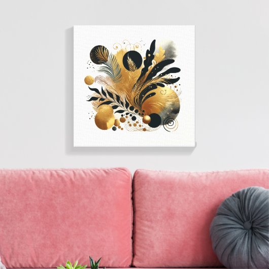 Goud en zwart Abstract Natuur kunst Canvas Afdruk (Insitu (Woonkamer))