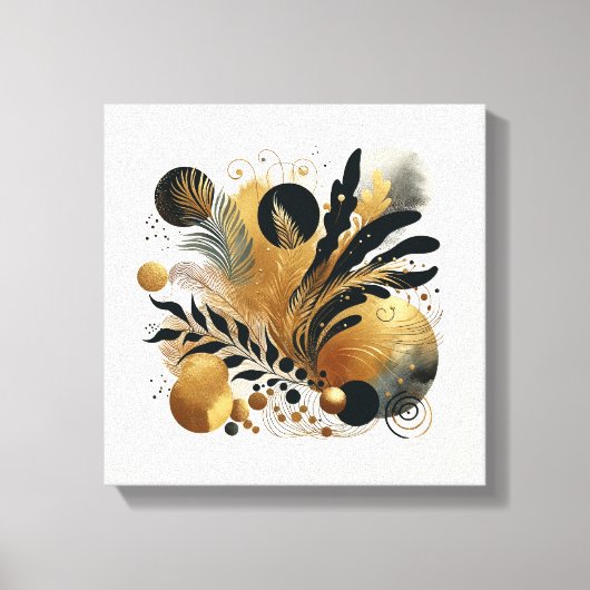 Goud en zwart Abstract Natuur kunst Canvas Afdruk (Voorkant)