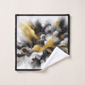 Goud en Zwart Abstracte AI Kunst Bad Handdoek (Wasdoekje)