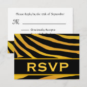 Goud en zwart afdrukken RSVP-bruiloft RSVP Kaartje (Voorkant / Achterkant)