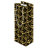 Goud en zwart | Art Deco Classy Wijn Cadeautas (Achterkant Gekanteld)