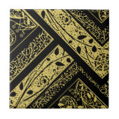 Goud en zwart Art Deco Floral Geometrisch Abstract Tegeltje (Voorkant)