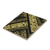 Goud en zwart Art Deco Floral Geometrisch Abstract Tegeltje (Zijkant)