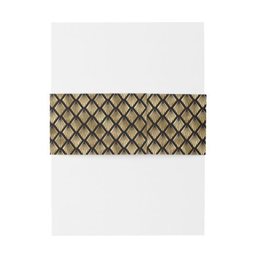 Goud en Zwart Art Deco Geometrische Waaiers Uitnodigingen Wikkel (Achterkant Voorbeeld)