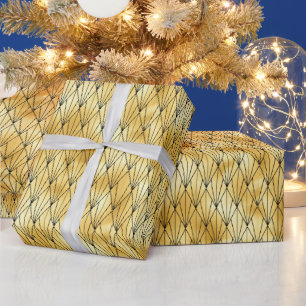 Goud en zwart art deco patroon cadeaupapier