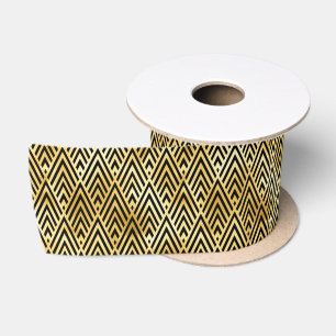 Goud en zwart art deco patroon satijnen lint