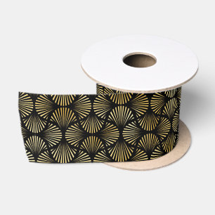 Goud en zwart Art Deco patroon Satijnen Lint