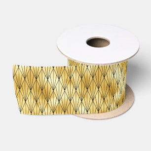 Goud en zwart art deco patroon satijnen lint