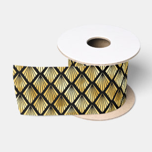 Goud en zwart art deco patroon satijnen lint