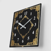 Goud en zwart Art Deco Square Diamond Lijst Vierkante Klok (Hoek)