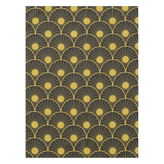 Goud en zwart Art Deco Sun Pattern Tafelkleed (Voorkant)
