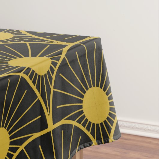 Goud en zwart Art Deco Sun Pattern Tafelkleed (Voorbeeld)