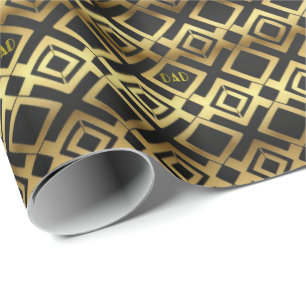 Goud en zwart Art Deco Vader Verjaardag Cadeaupapier