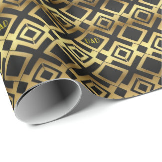 Goud en zwart Art Deco Vader Verjaardag Cadeaupapier