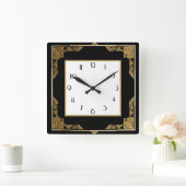 Goud en zwart Art Deco Vierkant Lijst Vierkante Klok (Huis)