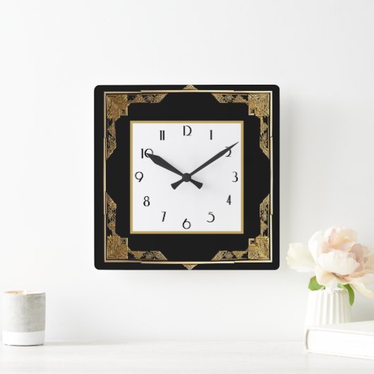 Goud en zwart Art Deco Vierkant Lijst Vierkante Klok (Huis)
