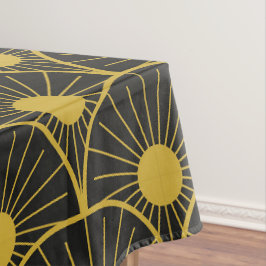 Goud en zwart Art Deco zon patroon  Tafelkleed