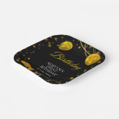 "Goud en zwart Baby Eerste Verjaardag" Papieren Bordje (Gebogen)