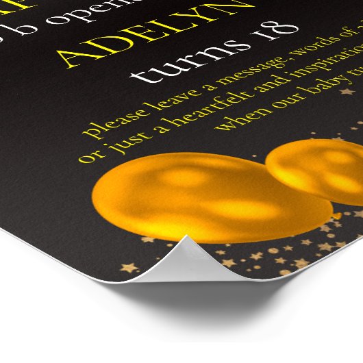 "Goud en zwart Baby Eerste Verjaardag" Poster (Hoek)