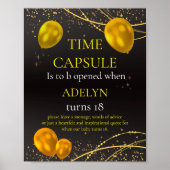 "Goud en zwart Baby Eerste Verjaardag" Poster (Voorkant)