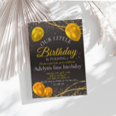 "Goud en zwart Baby eerste verjaardag" uitnodiging