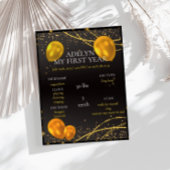 "Goud en zwart Baby Eerste Verjaardagsjaar" Poster