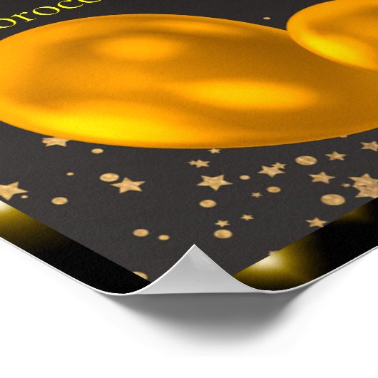 "Goud en zwart Baby Eerste Verjaardagsjaar" Poster (Hoek)