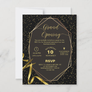 Goud en Zwart Bedrijf Grand opening Uitnodiging